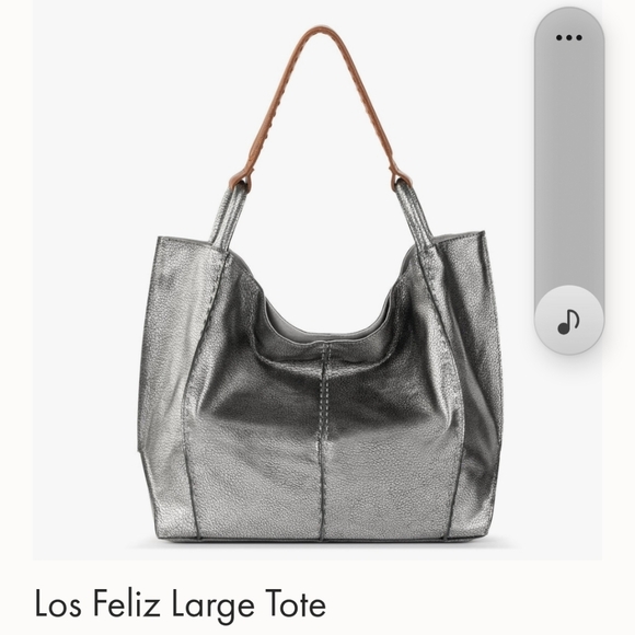 The Sak Metallic Silver Tote with Tan Handles, Los Feliz Large Tote, Never Used! - Picture 2 of 9